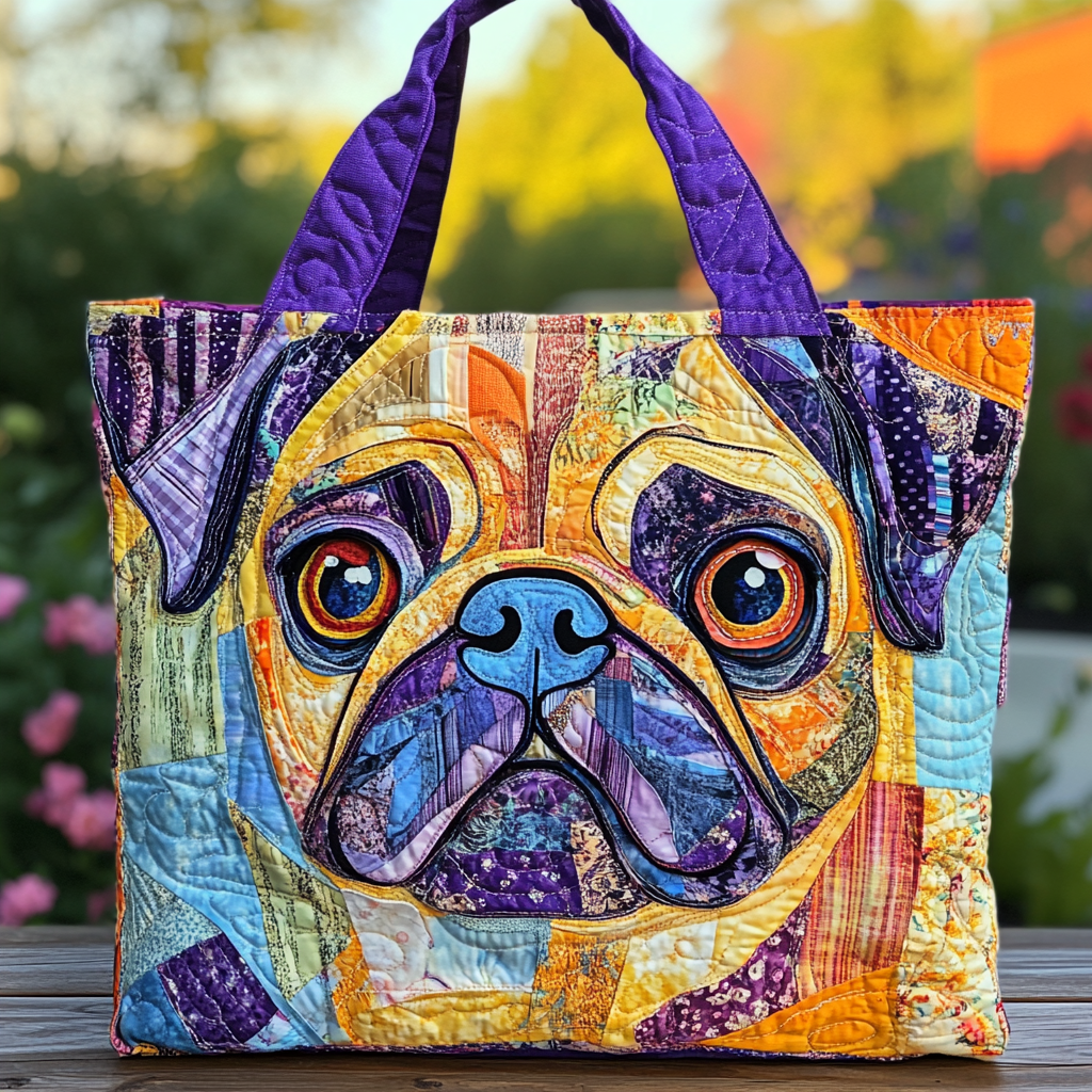 Playful Pug Quilted Tote Bag Presents For Dog Owners