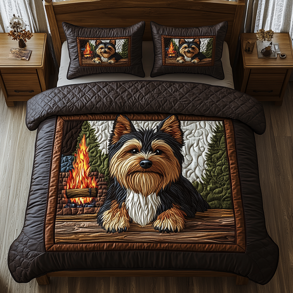 Playful Pup Quilted Bedding Set Elegant Bedding Set Gift for Newlyweds