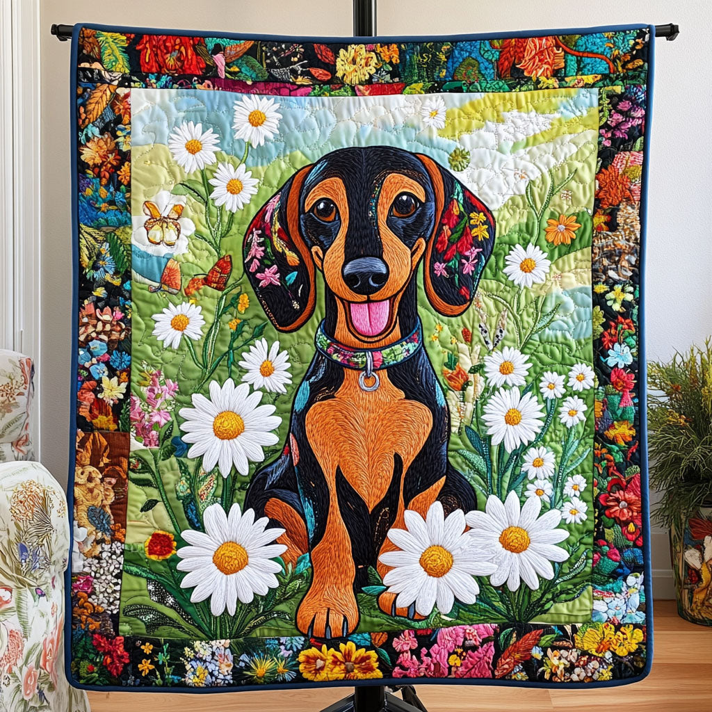 Playful Pup Quilted Blanket Christmas Holiday Gift Ideas For Dachshund Lovers