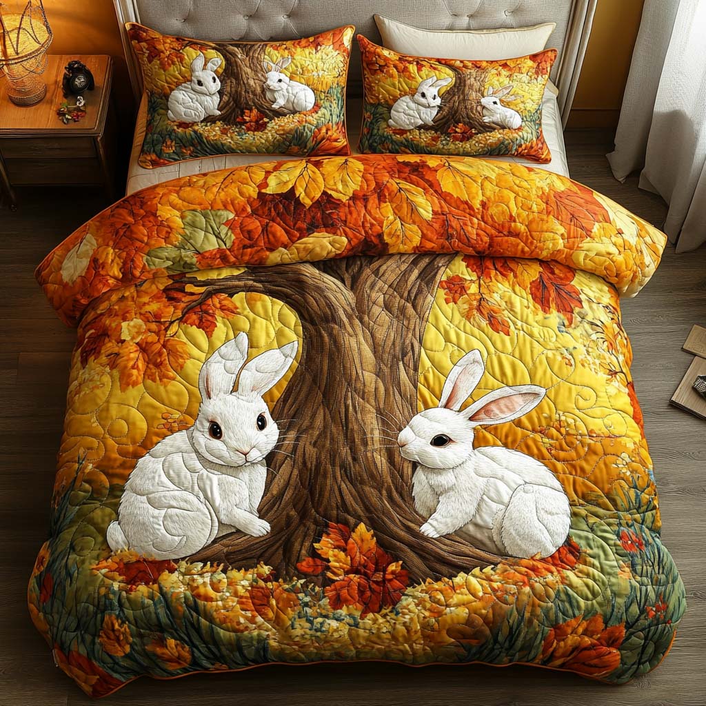 Playful Rabbits Quilted Bedding Set Fall Bedding Ideas Present Ideas For Animal Lovers