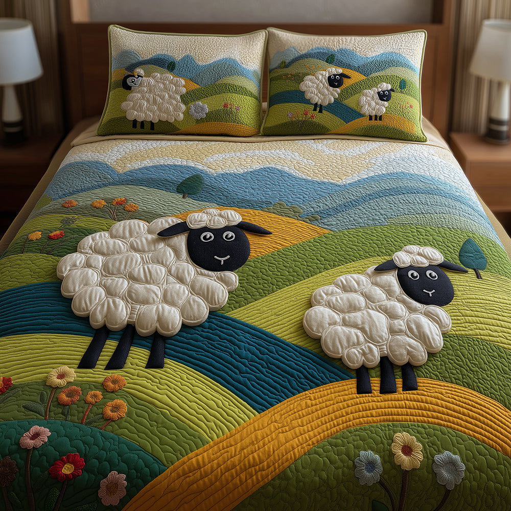 Playful Sheep Quilted Bedding Set Bedspread Set Sheep Themed Presents