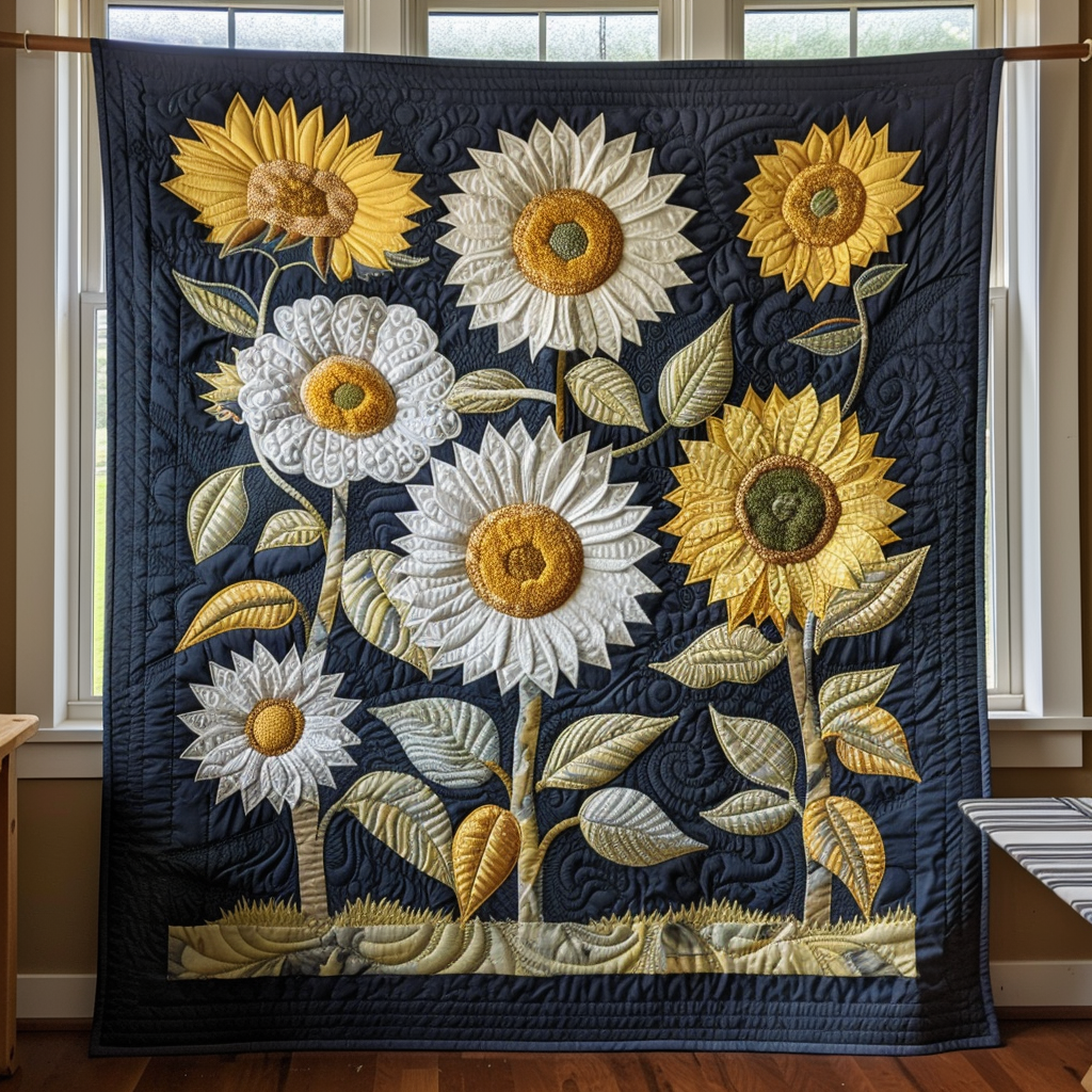 Playful Sunflowers Quilted Blanket Sunflower Gifts For Women