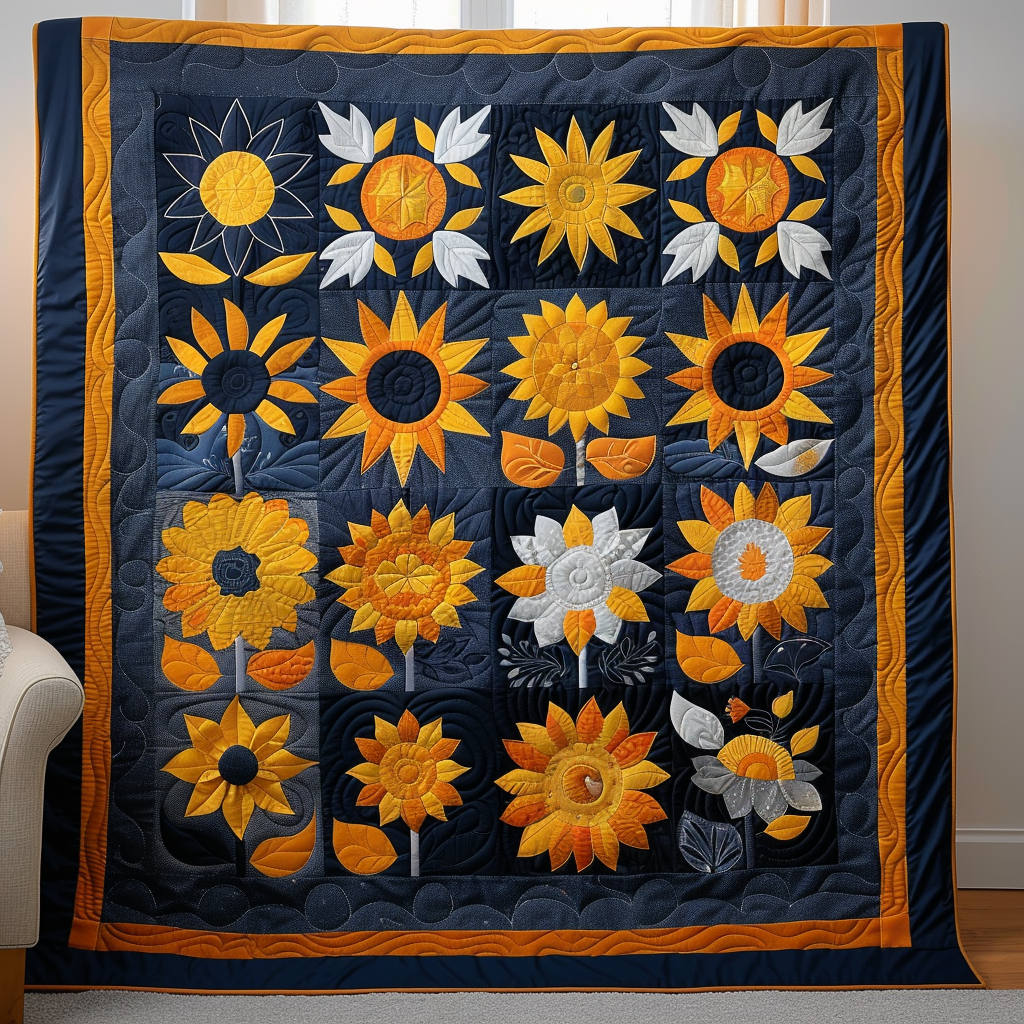 Playful Sunflowers Quilted Blanket Sunflower Gifts For Women