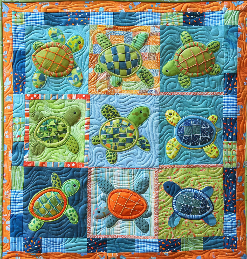 Playful Turtles Quilted Blanket Gifts For A Turtle Lover