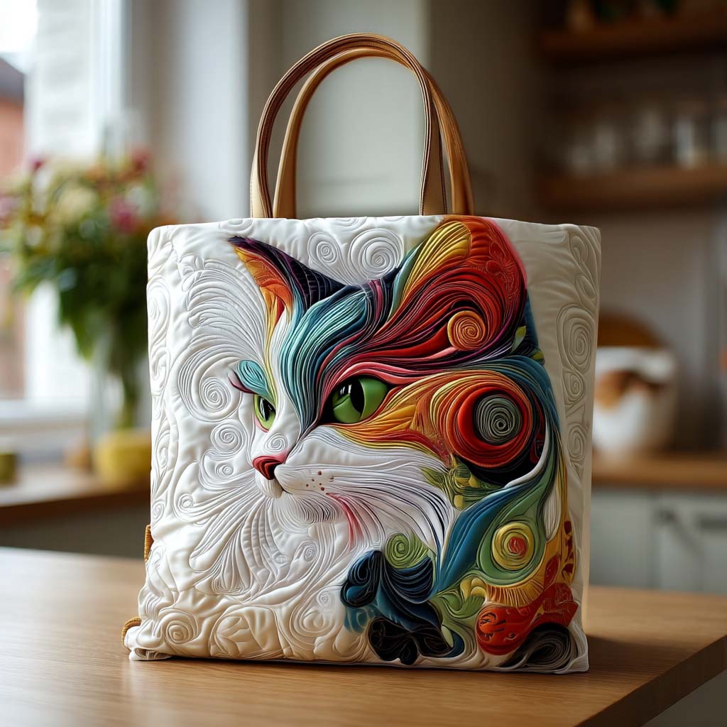 Playful Whiskers Quilted Tote Bag Gifts For A Cat Lover