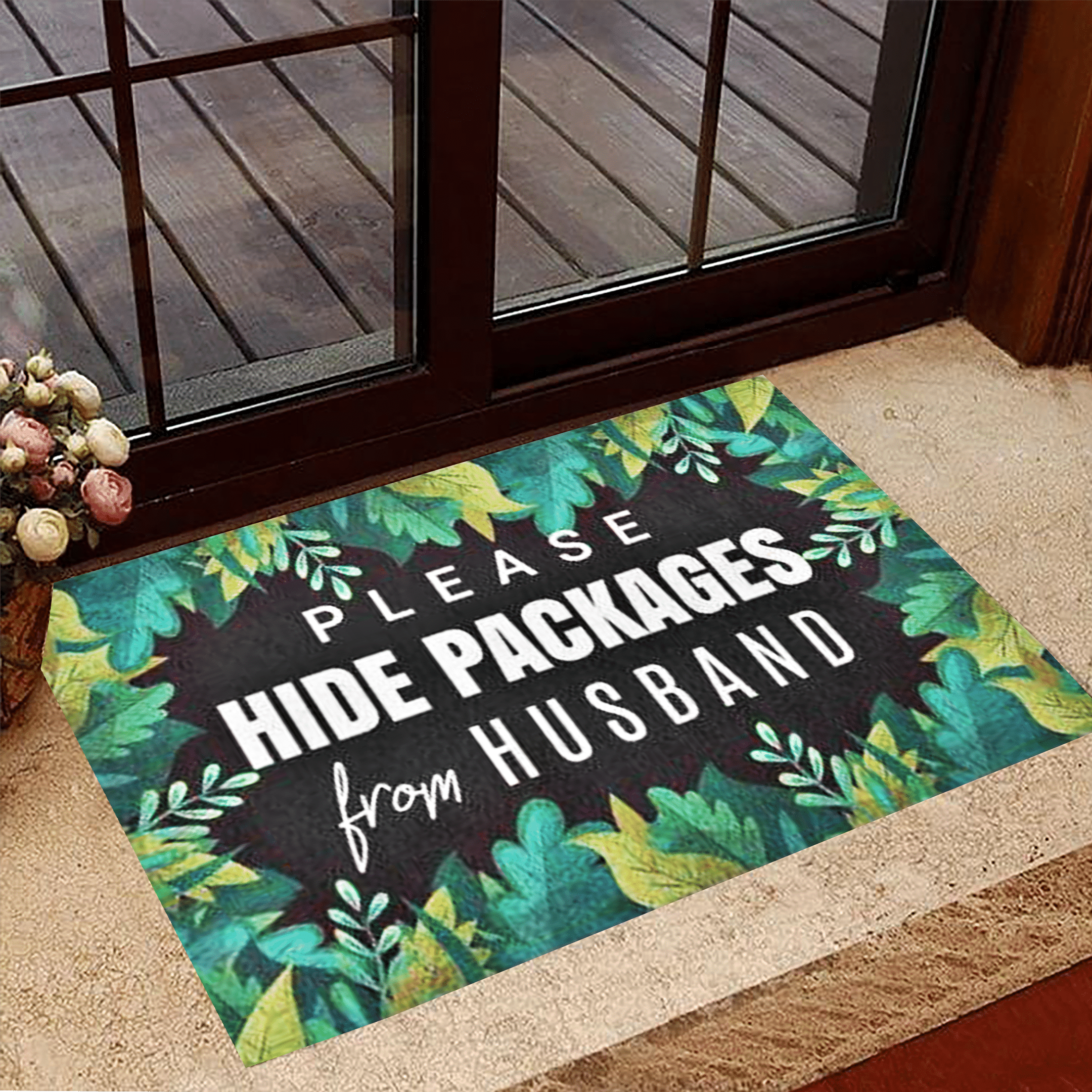 Please Hide Packages From Husband Doormat Funny Sayings Welcome Mat