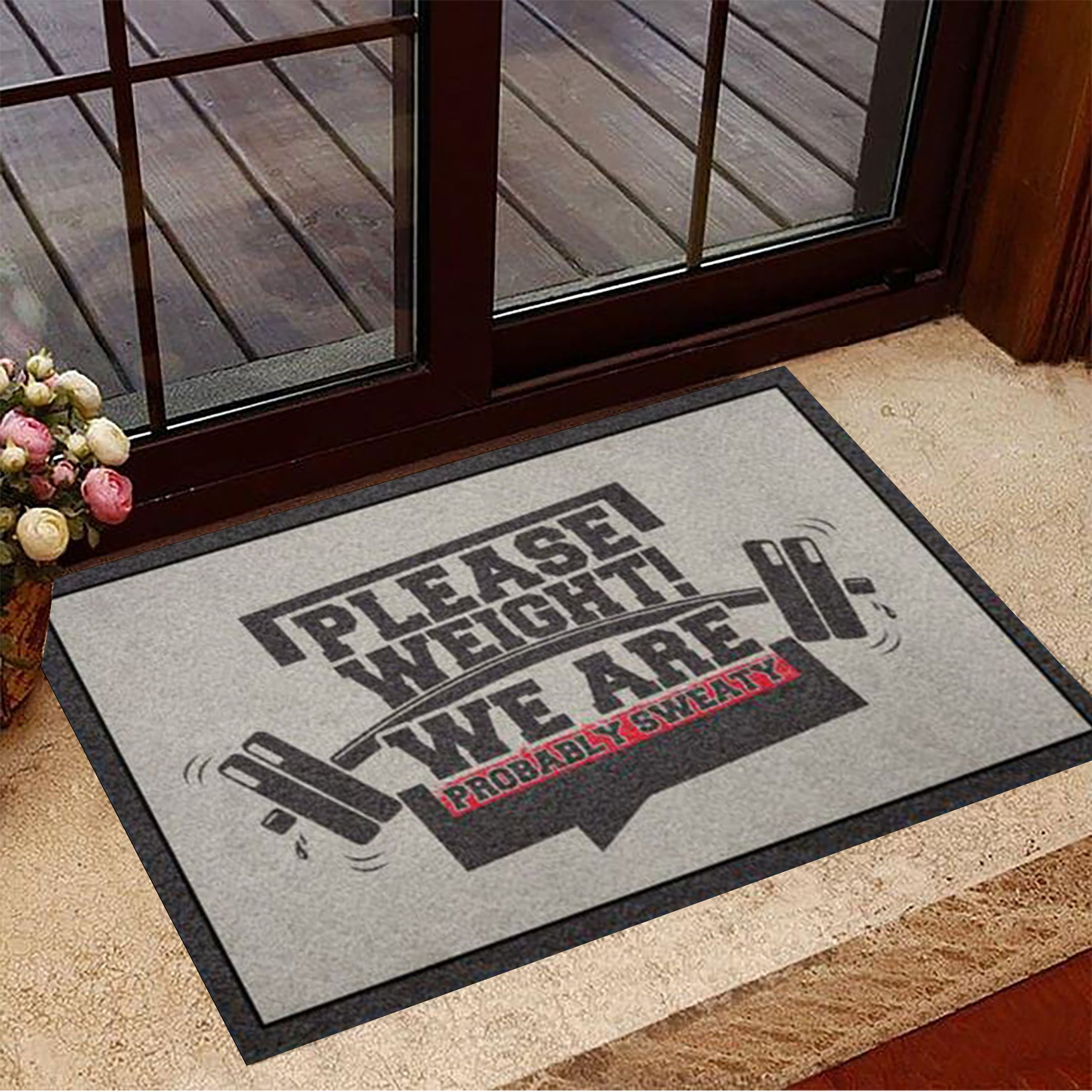 Please Weight We Are Probably Sweaty Gym Doormat Indoor Door Mats Non Slip Home Decor