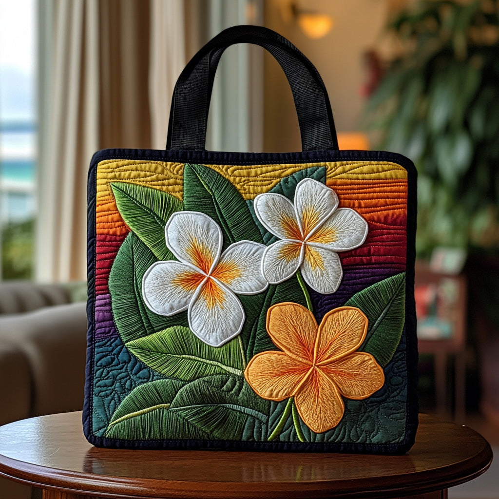 Plumeria Kiss Quilted Tote Bag Christmas Presents For Mom