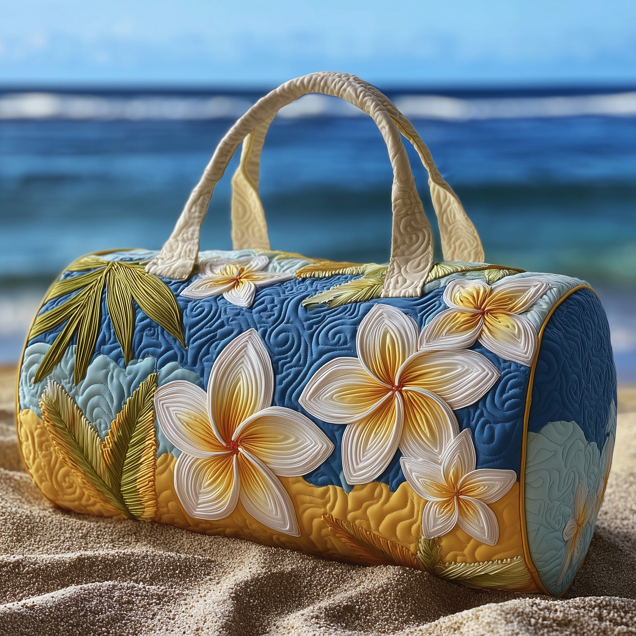Plumeria Quilted Duffle Bag Back To School Essential