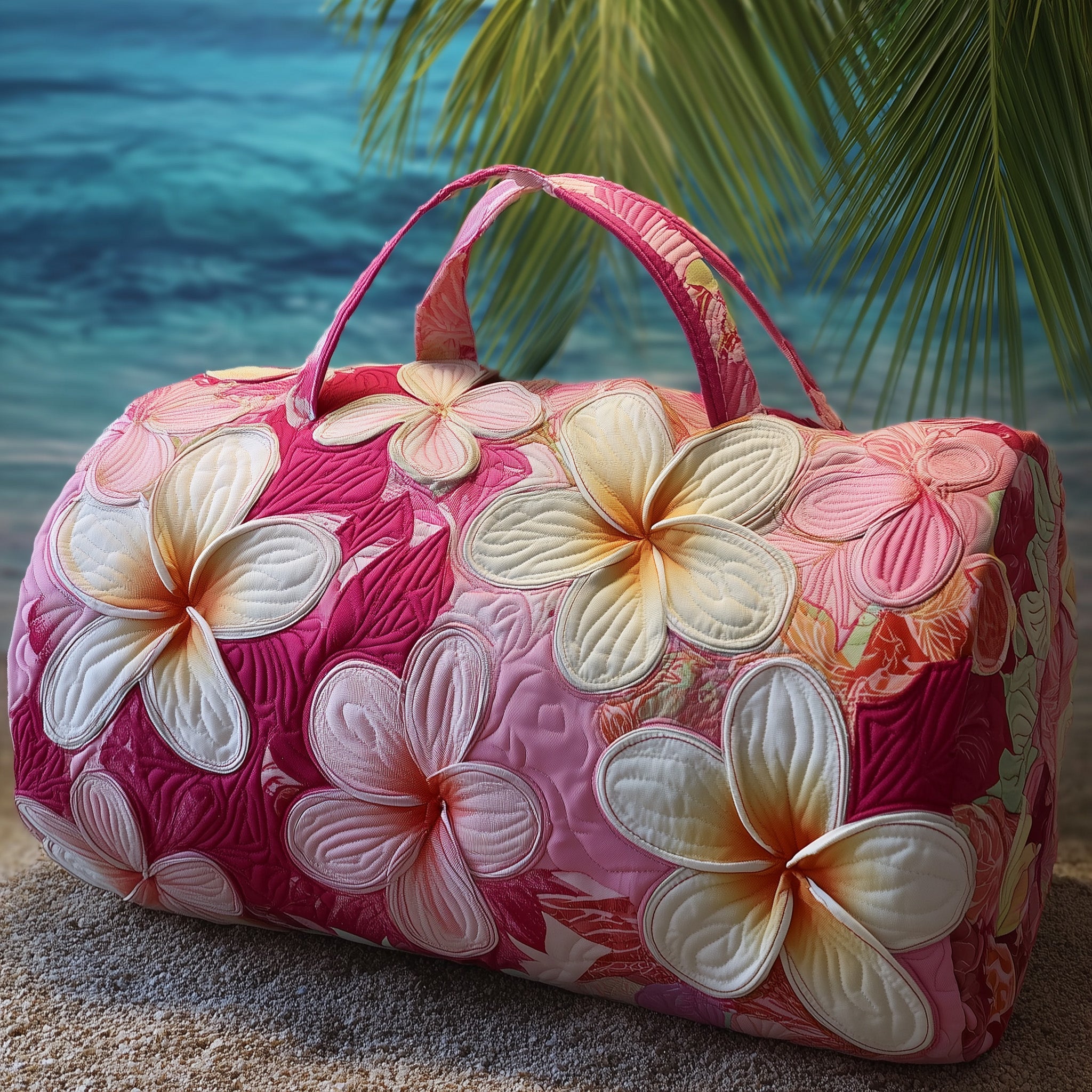 Plumeria Quilted Duffle Bag Birthday Gift Idea