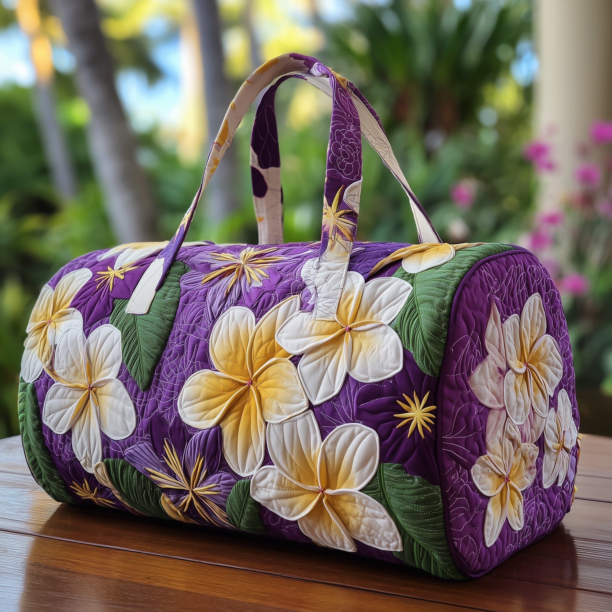 Plumeria Quilted Duffle Bag Spring Gift Idea