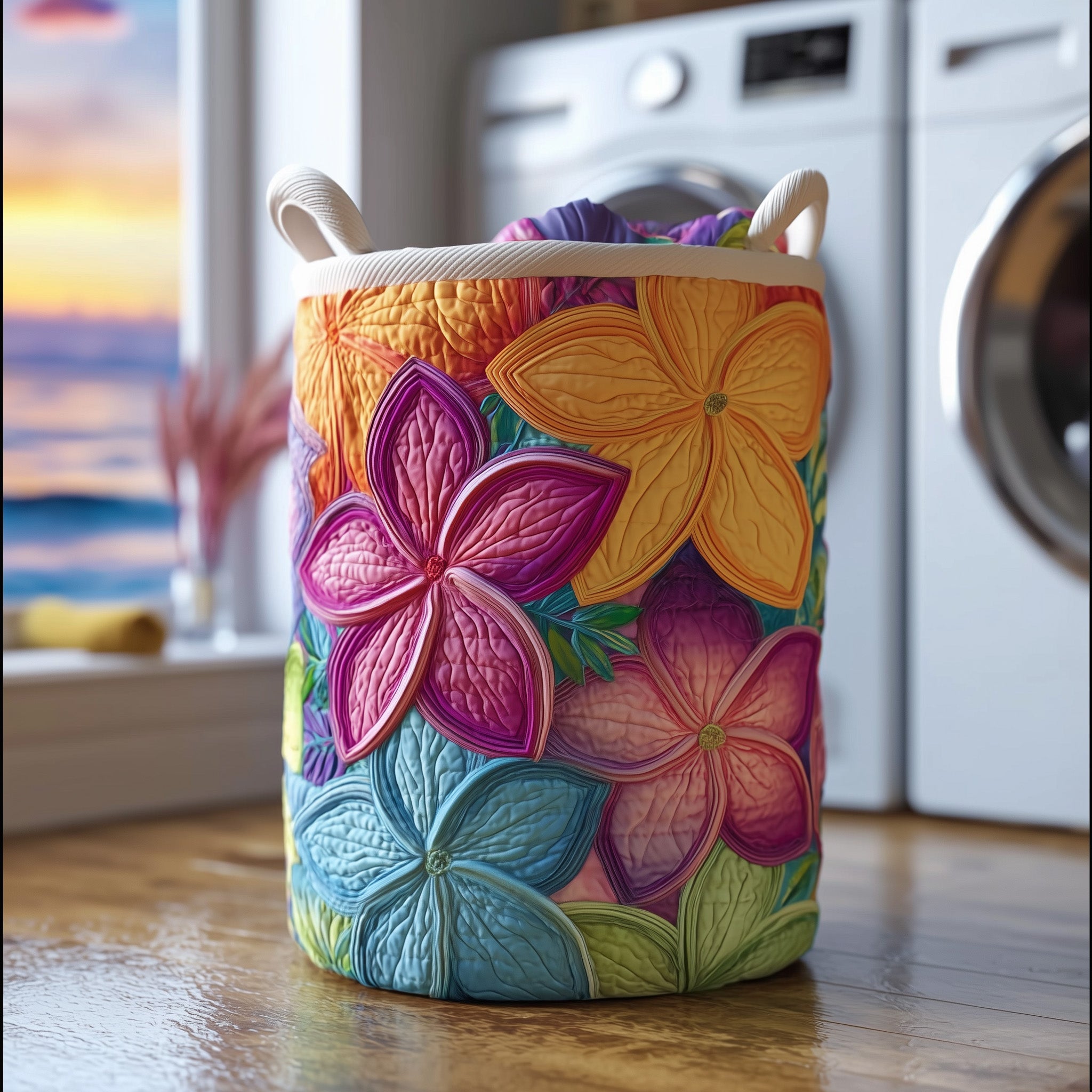 Plumeria Serenity Quilted Laundry Basket Gftotg308 Unique Gift For Laundry Lovers