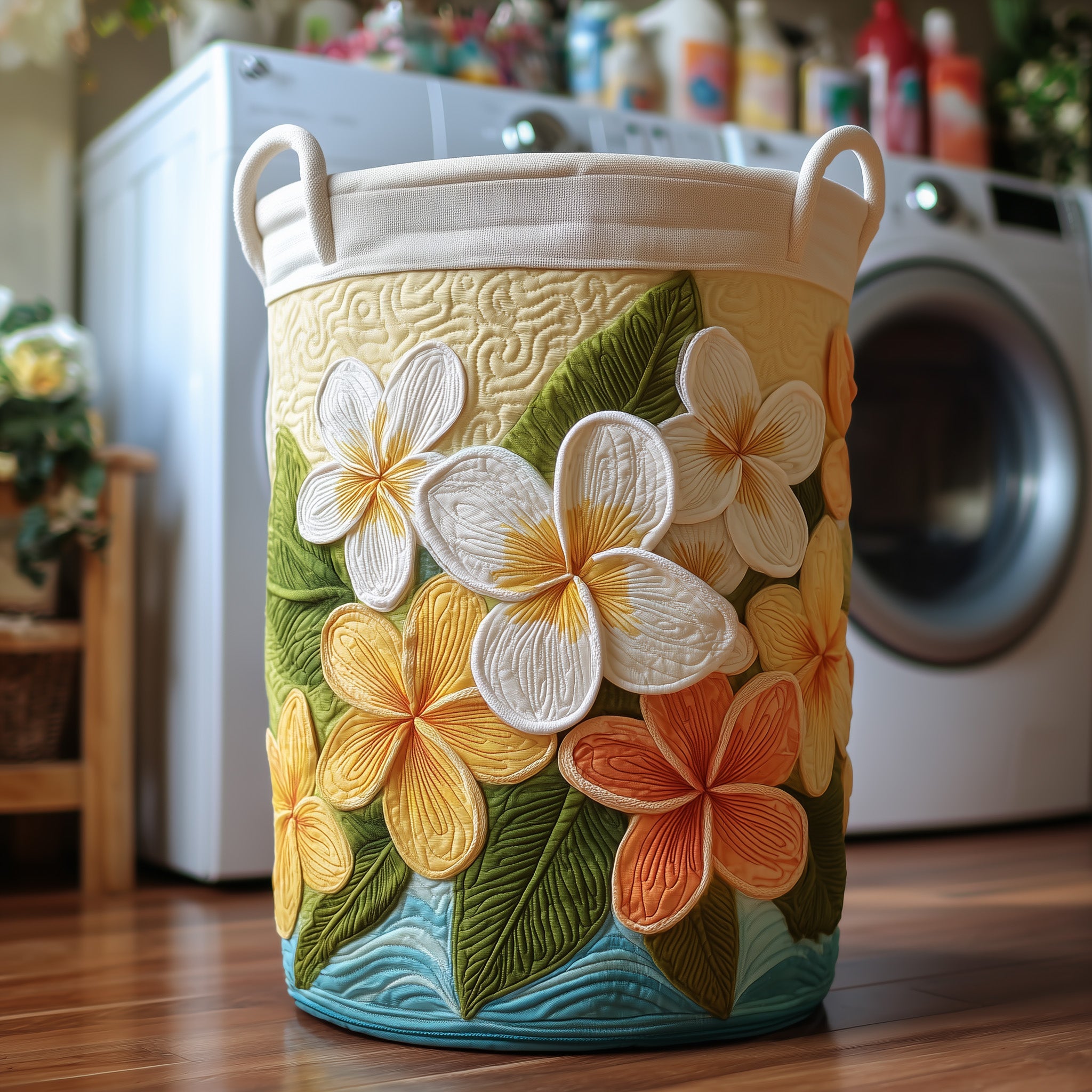 Plumeria Serenity Quilted Laundry Basket Gftotg309 Spring Merch Pick