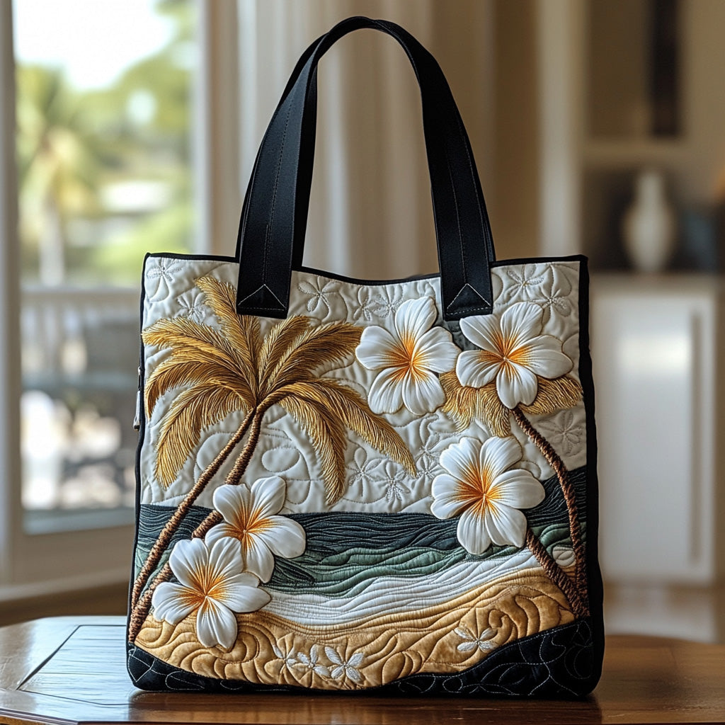 Plumeria Whisper Quilted Tote Bag Best Christmas Gifts For Mom
