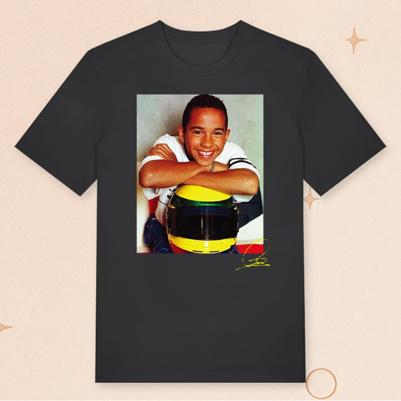 Plus 44 Merch Lewis Hamilton Signature Photo T-Shirt Best Gifts For F1 Fans