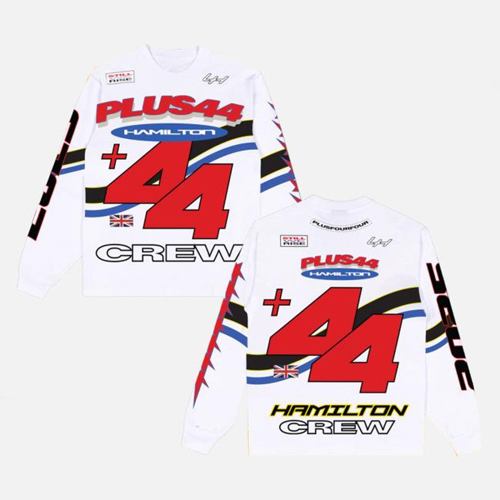 Plus44 World Merch Plus44 Hamilton Moto Long Sleeve T-Shirt White Friends Gifts Plus44 World Merch Plus44 Hamilton Moto Long Sleeve T-Shirt White Friends Gifts