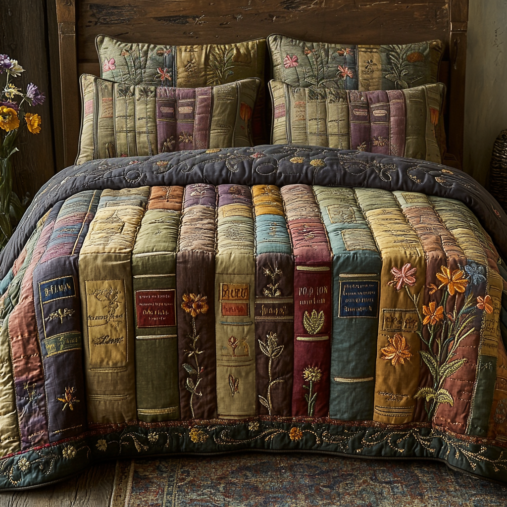 Poetic Dreams Quilted Bedding Set Duvet Cover Bed Sheet Set Book Presents For Best Friends