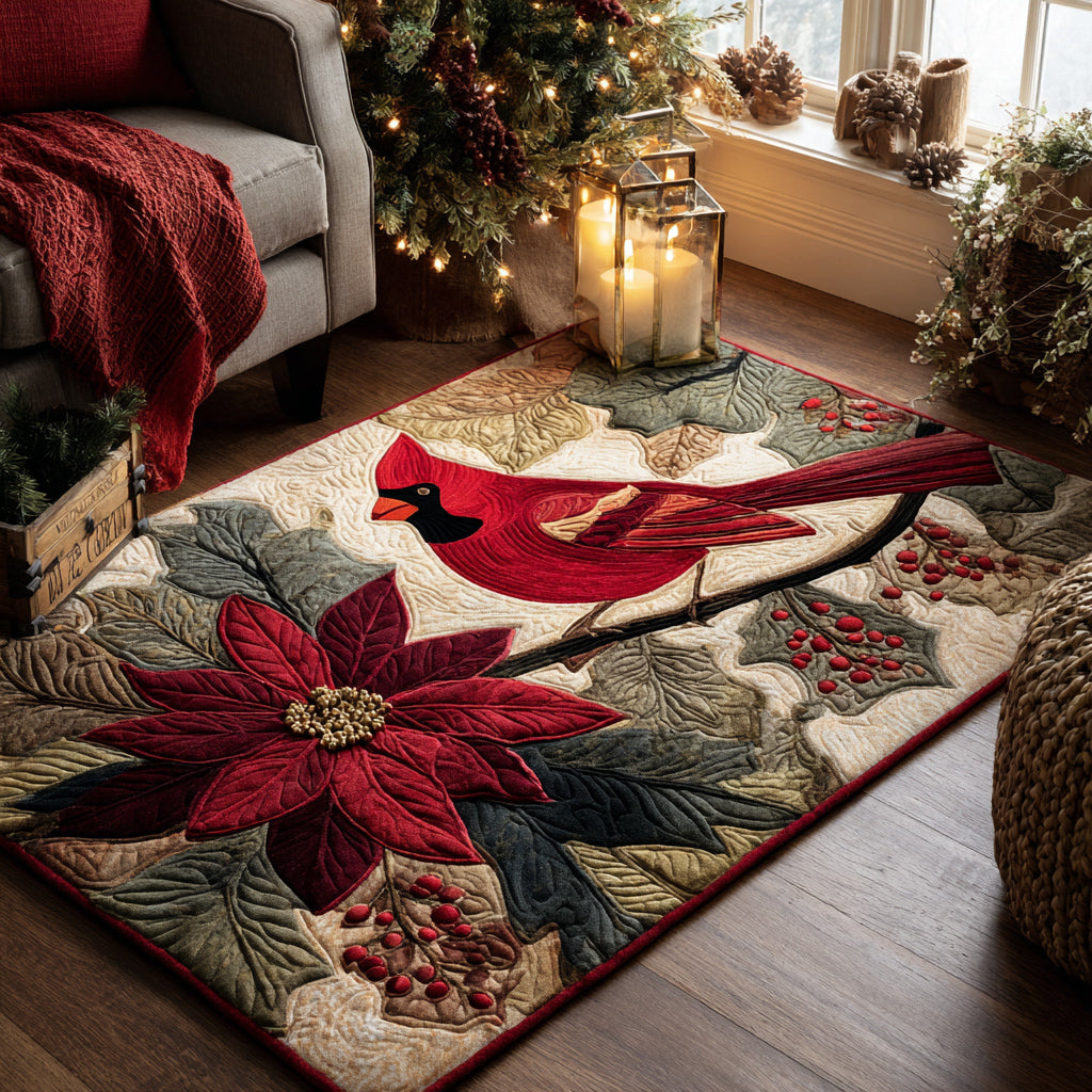 Poinsettia Cardinal Area Rug Floor Rugs Xmas Gifts For Cousins