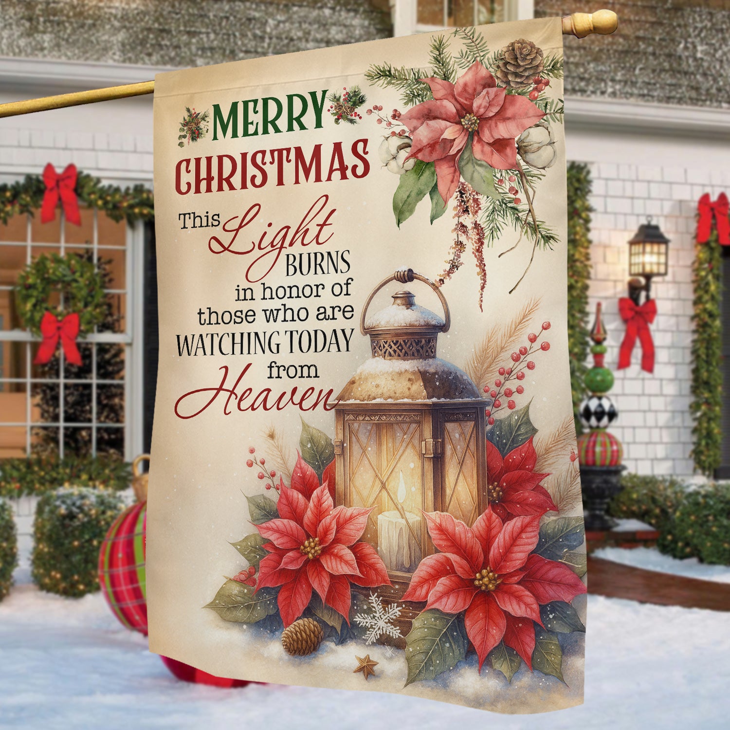 Poinsettia Merry Christmas Garden Flag Watching Today From Heaven Yard Flag Xmas Gift