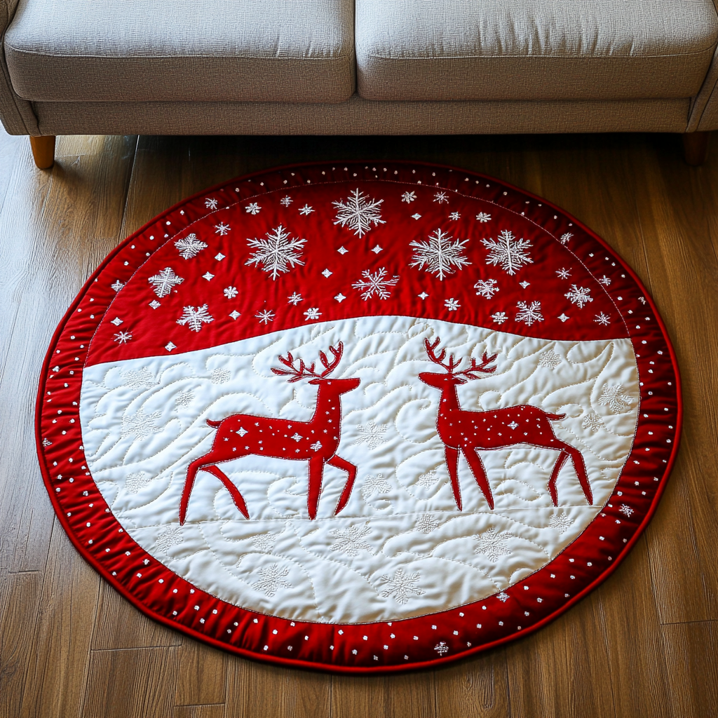 Poinsettia Parade Quilted Round Mat Foyer Decor Ideas Christmas Presents For Farmers