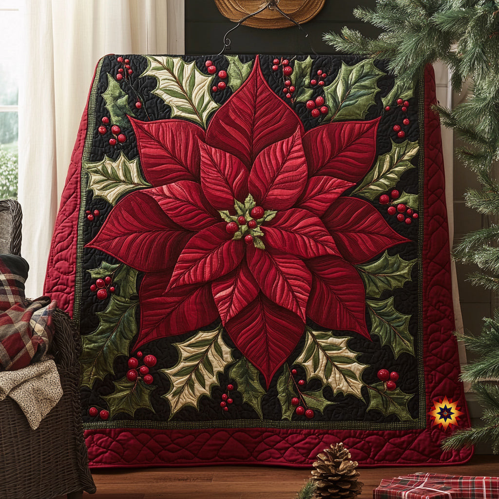 Poinsettia Quilt Blanket Mothers Day Blanket Gifts For Mother In Law