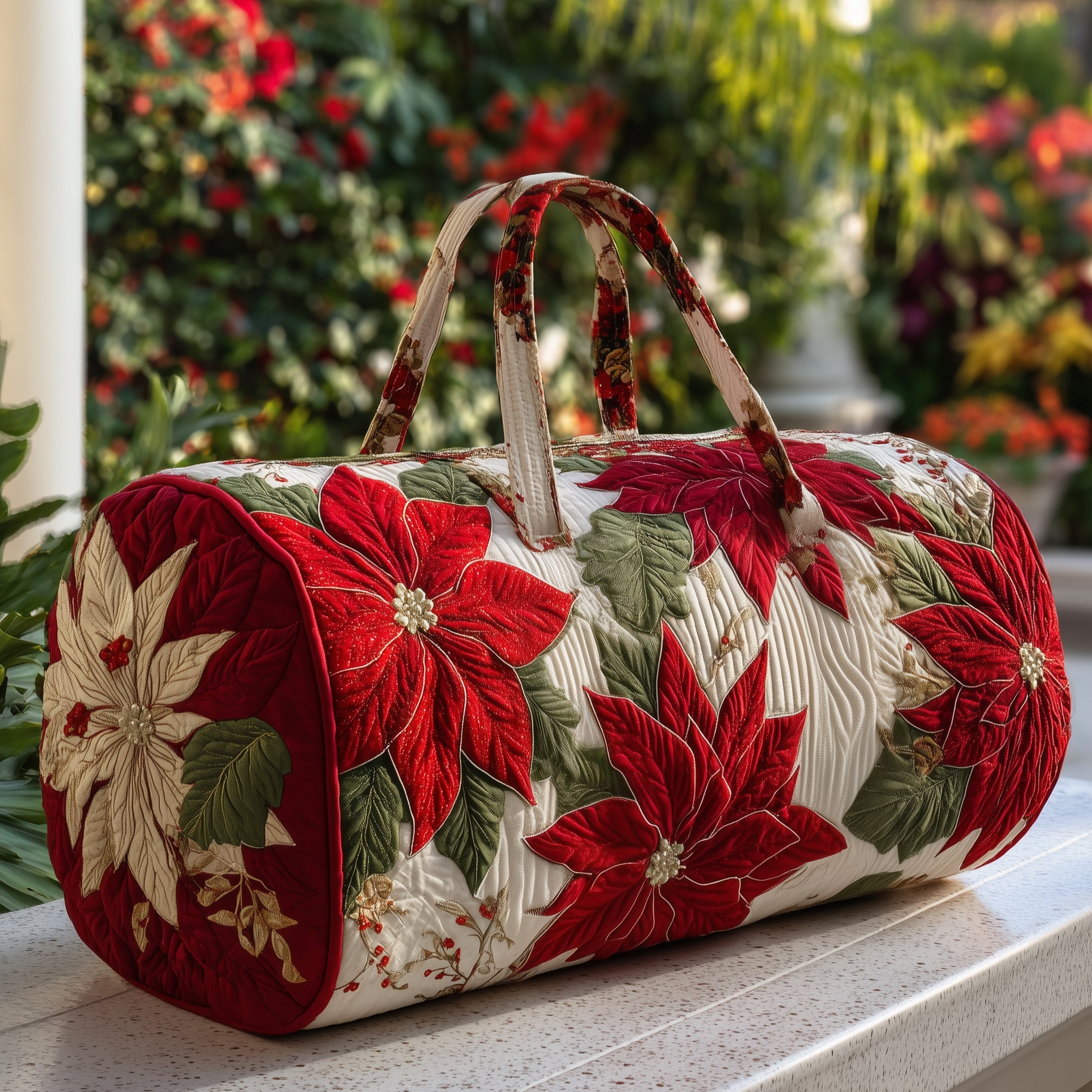 Poinsettia Quilted Duffle Bag Gift For Dad