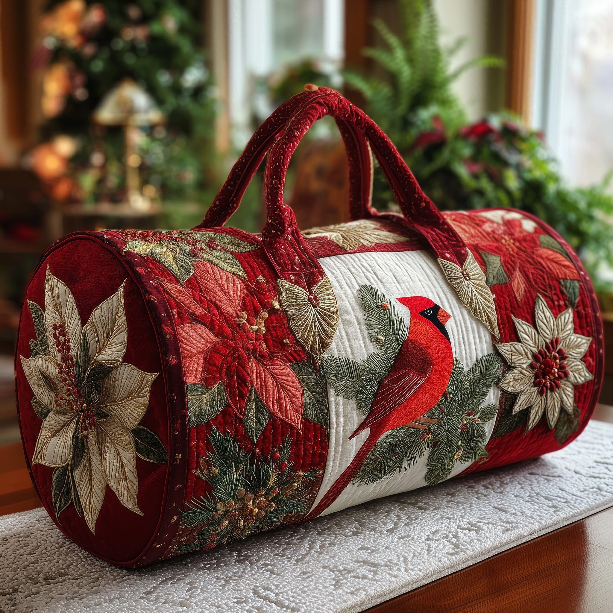Poinsettia Quilted Duffle Bag Gift For Him