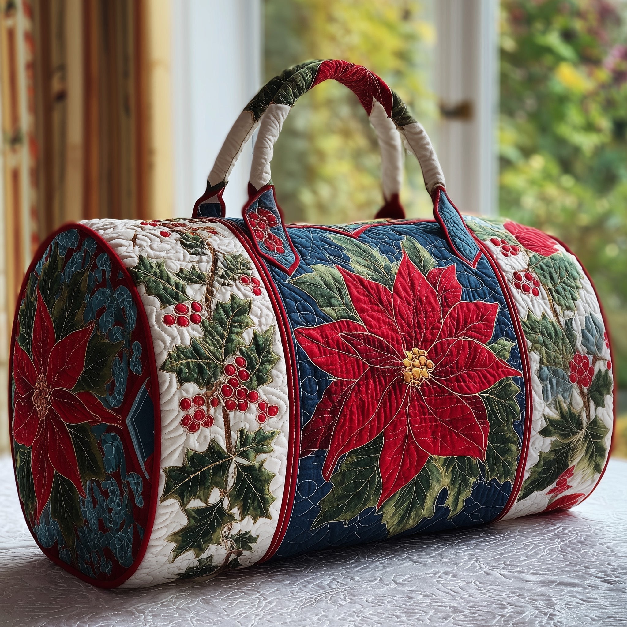 Poinsettia Quilted Duffle Bag Gift For Kids