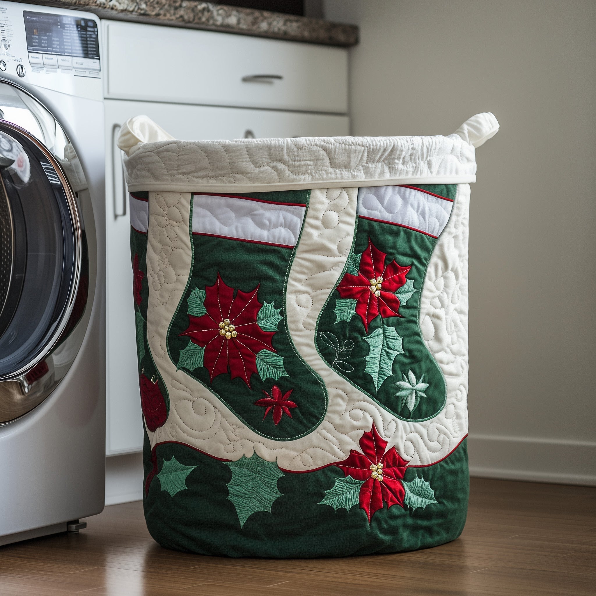 Poinsettia Quilted Laundry Basket Gifts For Flower Enthusiasts