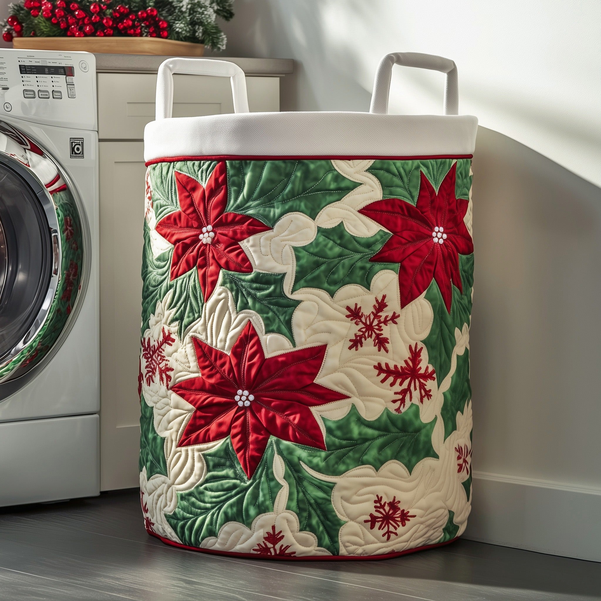 Poinsettia Quilted Laundry Basket Gifts For The Flower Lover