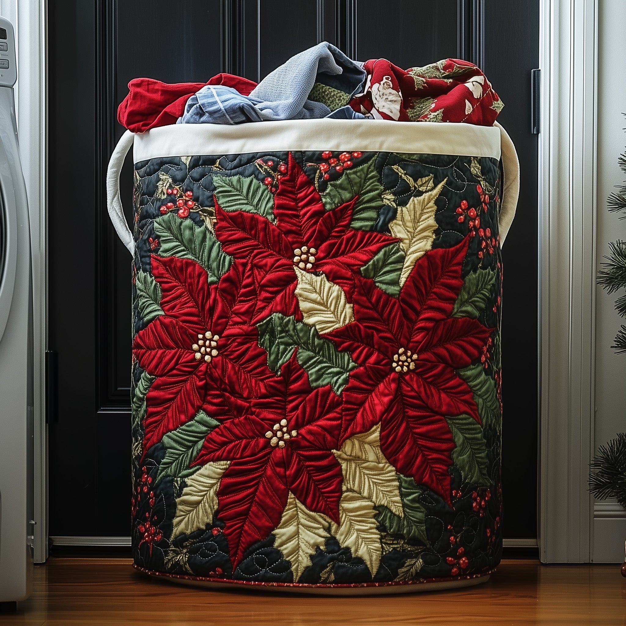 Poinsettia Quilted Laundry Basket Presents For Flower Lovers