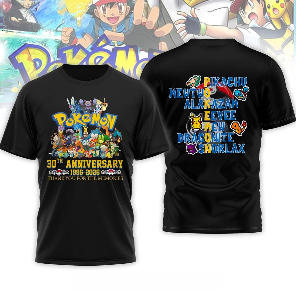 Pokemon 30th Anniversary 1996 2026 Thank You For The Memories T-Shirt Gifts For Fans