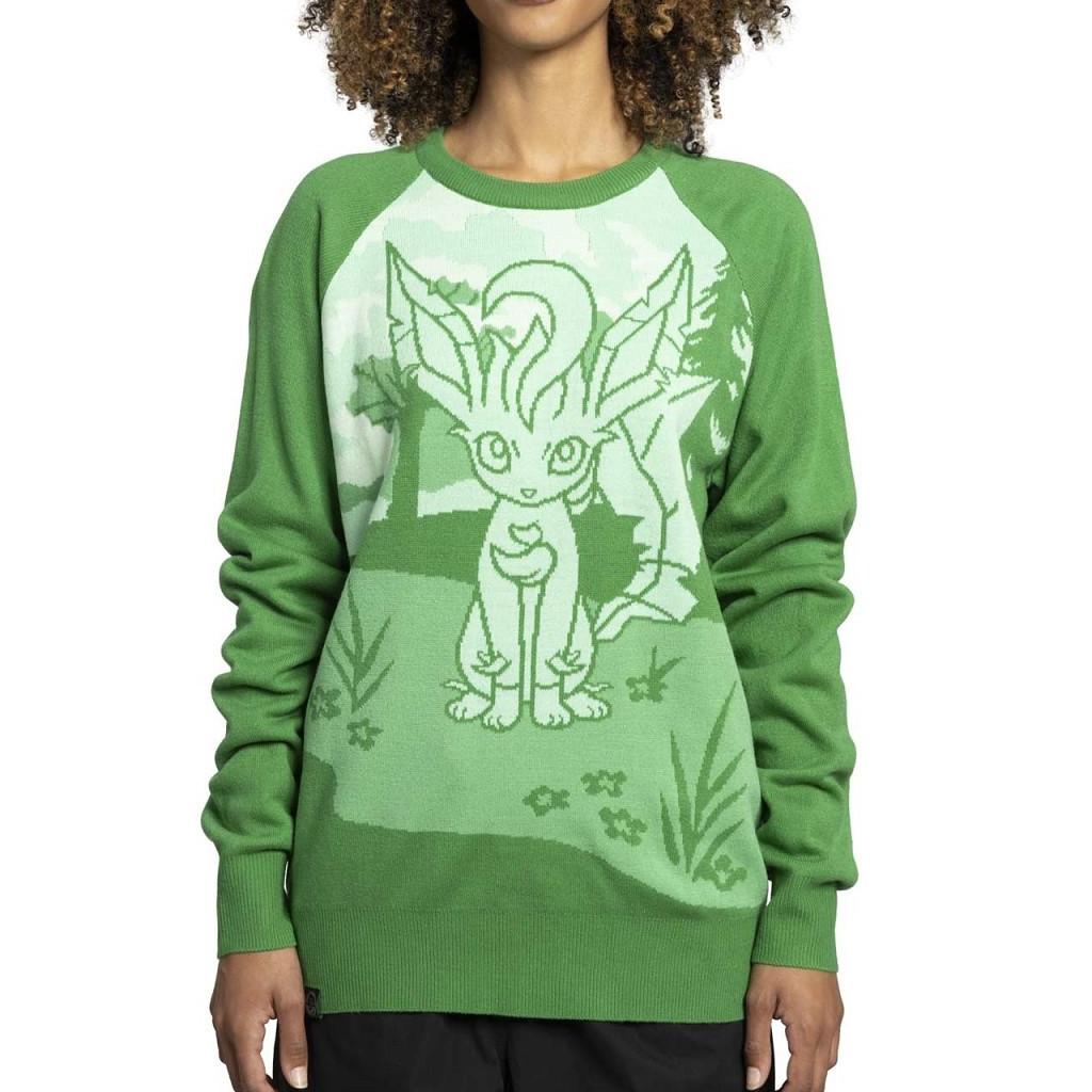 Pokemon Merch Leafeon Pokemon Holiday Green Sweater Xmas Presents For Wife