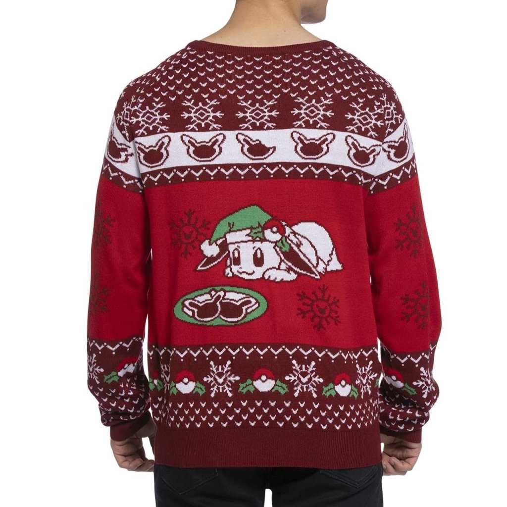 Pokemon Merch Pikachu And Eevee Holiday Cookies Knit Sweater Xmas Gifts For Brother