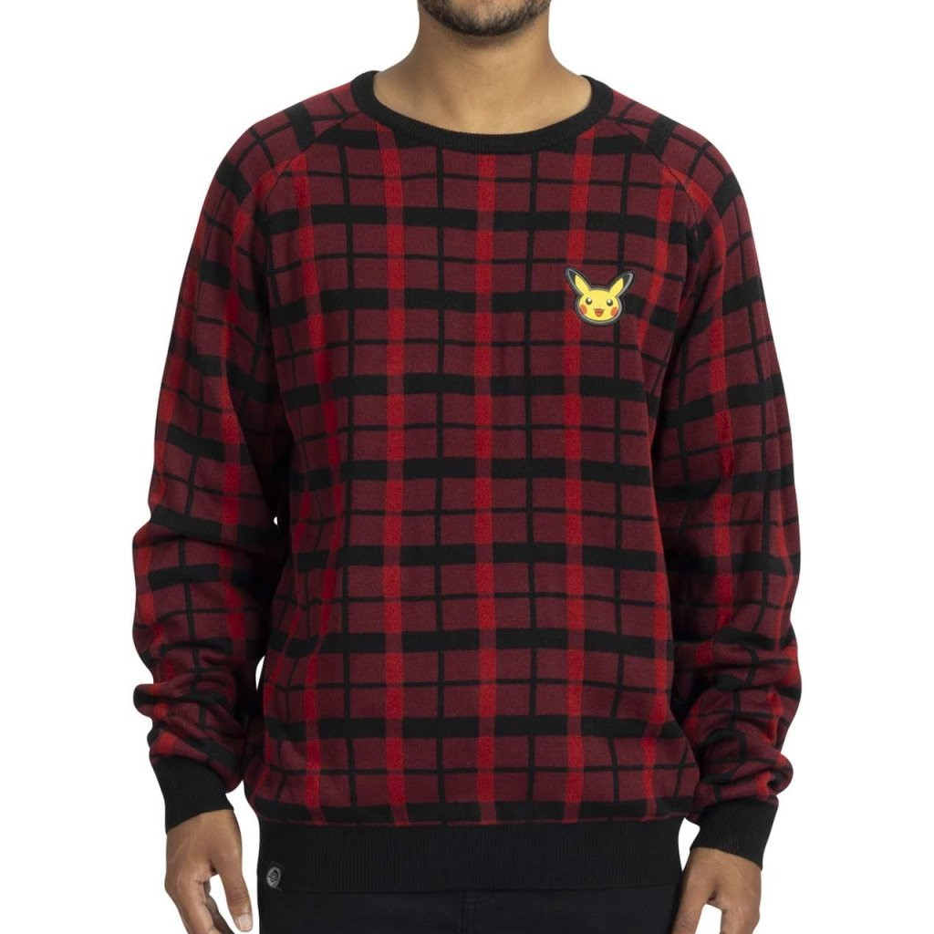 Pokemon Merch Pikachu Red And Black Plaid Sweater Christmas Ideas For Him