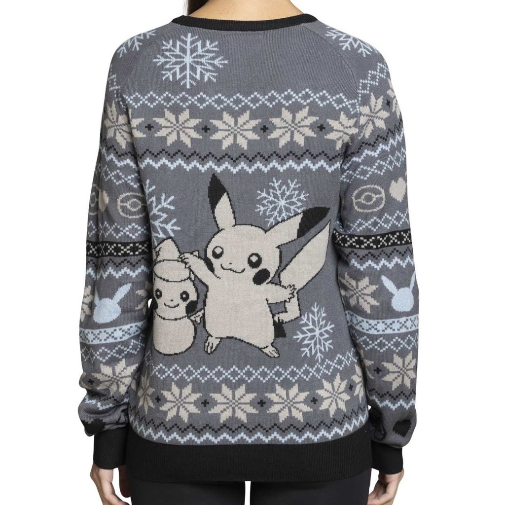 Pokemon Merch Pikachu Snow Friend Gray Sweater Cool Christmas Gifts For Guys