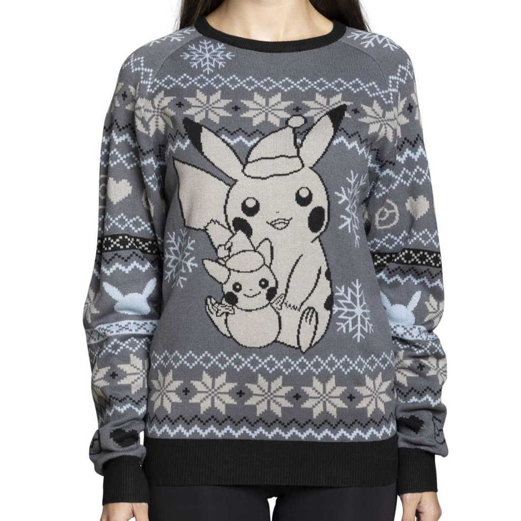Pokemon Merch Pikachu Snow Friend Gray Sweater Cool Christmas Gifts For Guys