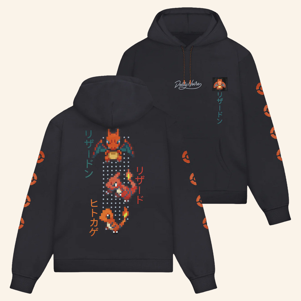 Pokemon Merch Pokemon X Dolly Noire Charizard Evolution Hoodie Best Gifts For Boyfriend Pokemon Merch Pokemon X Dolly Noire Charizard Evolution Hoodie Best Gifts For Boyfriend