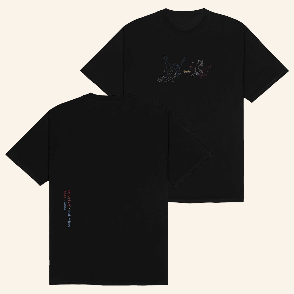 Pokemon Merch Pokemon x Dolly Noire Latias And Latios Black T-Shirt Gifts For Sister