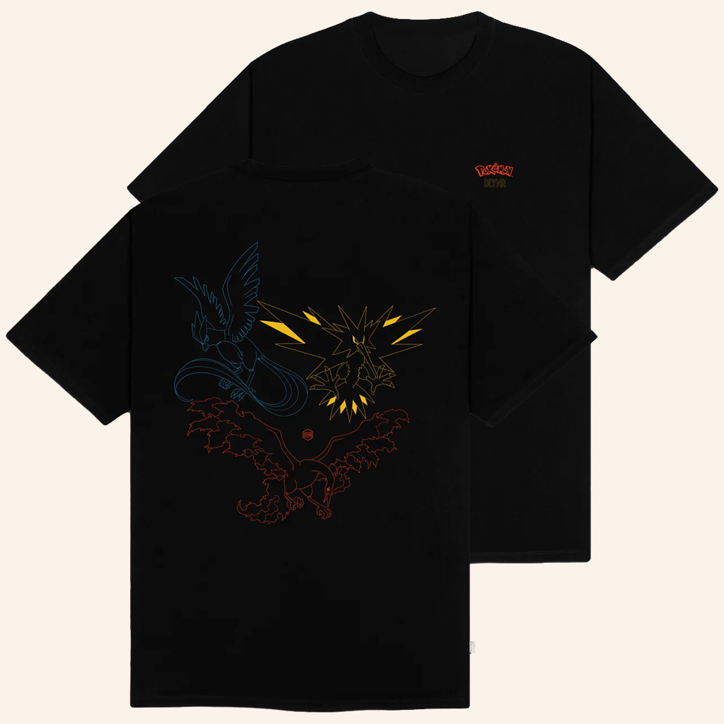 Pokemon Merch Pokemon X Dolly Noire Legendary Birds Black T-Shirt Pokemon Gifts For Adults