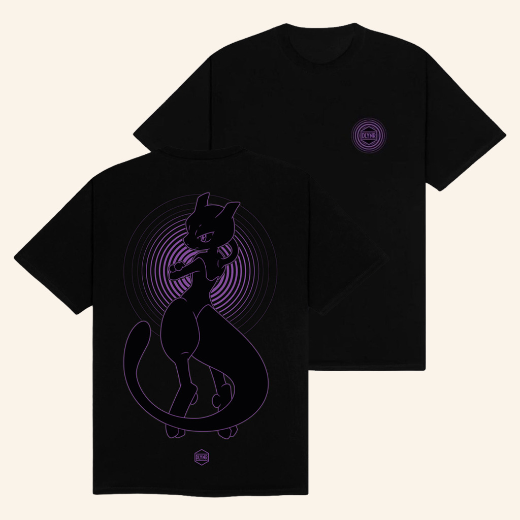 Pokemon Merch Pokemon X Dolly Noire MewTwo Black T-Shirt Gifts For Best Friends