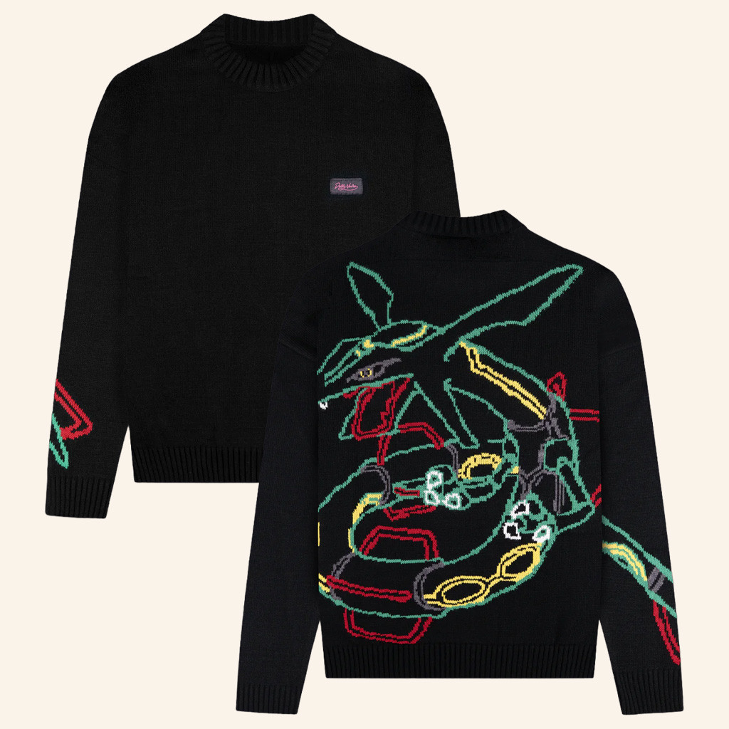 Pokemon Merch Pokemon X Dolly Noire Rayquaza Sweater Christmas Gifts For Pokemon Lovers