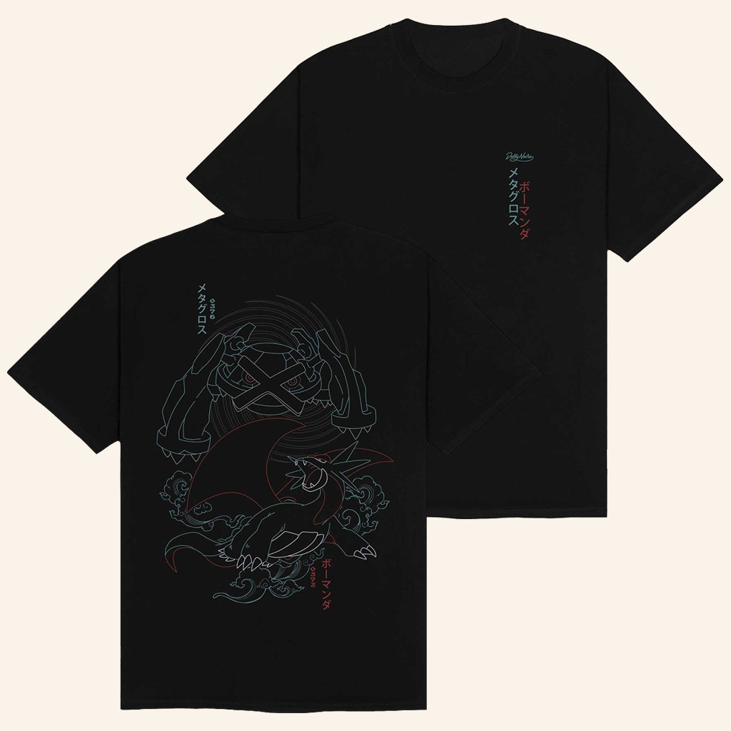 Pokemon Merch Pokemon x Dolly Noire Salamence And Metagross Black T-Shirt Gift For Friends