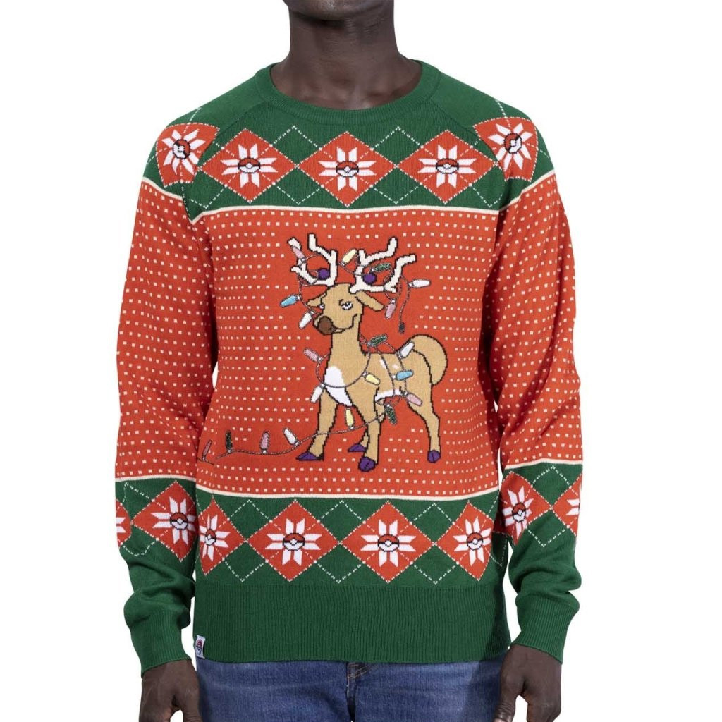 Pokemon Merch Stantler Holiday Lights Sweater Christmas Gifts For Friends