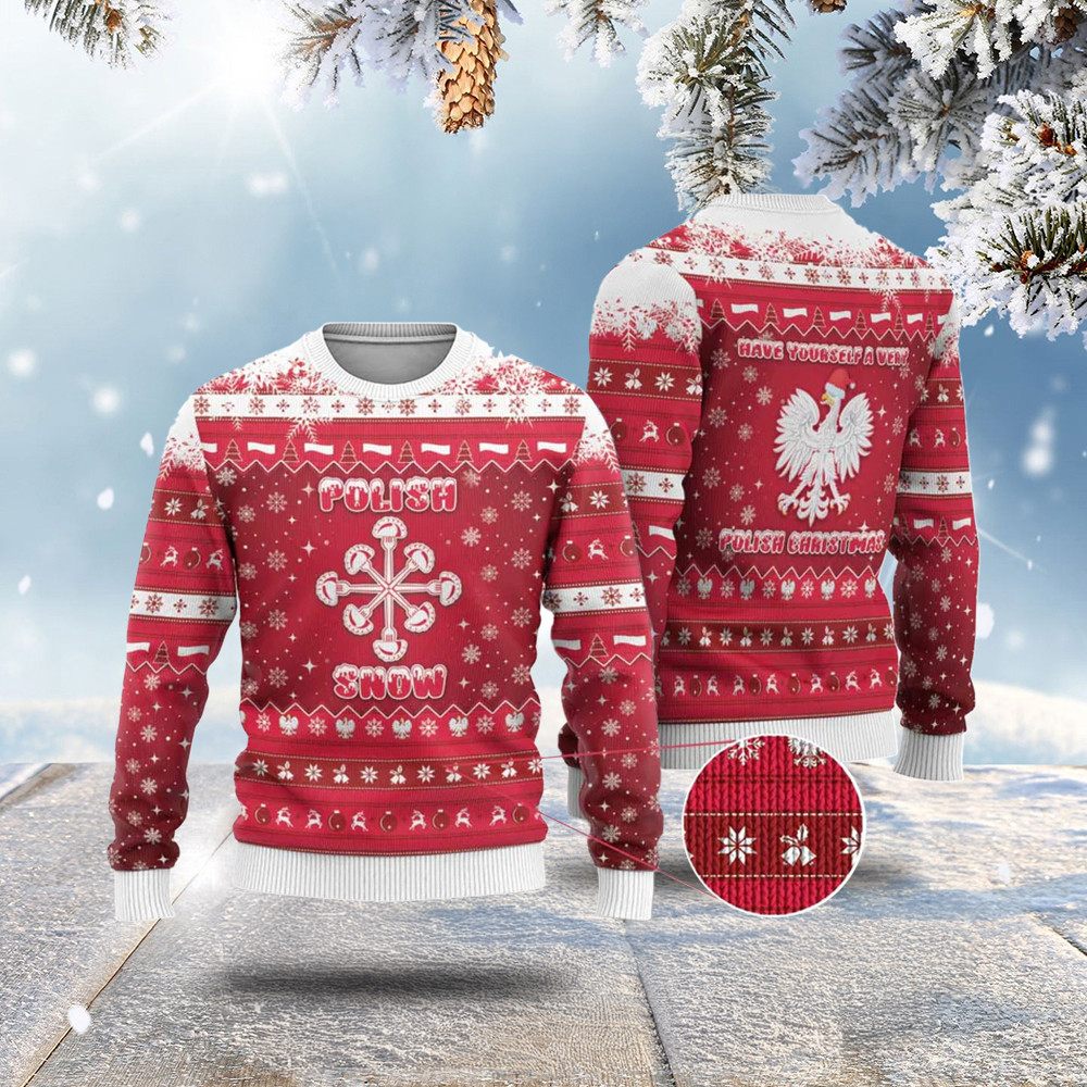 Poland Christmas Ugly Christmas Sweater Pierogi Polish Snow