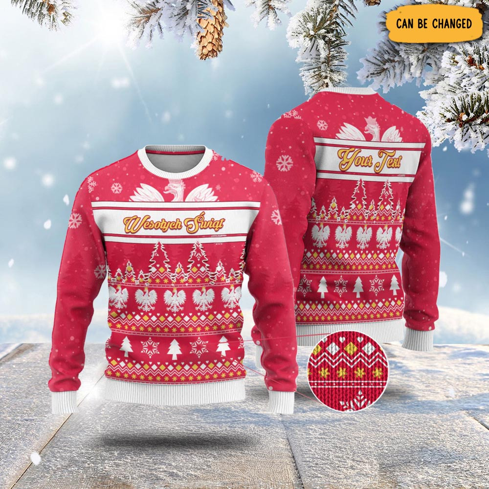 Poland Christmas Ugly Christmas Sweater Wesolych Swiat Polish Eagle