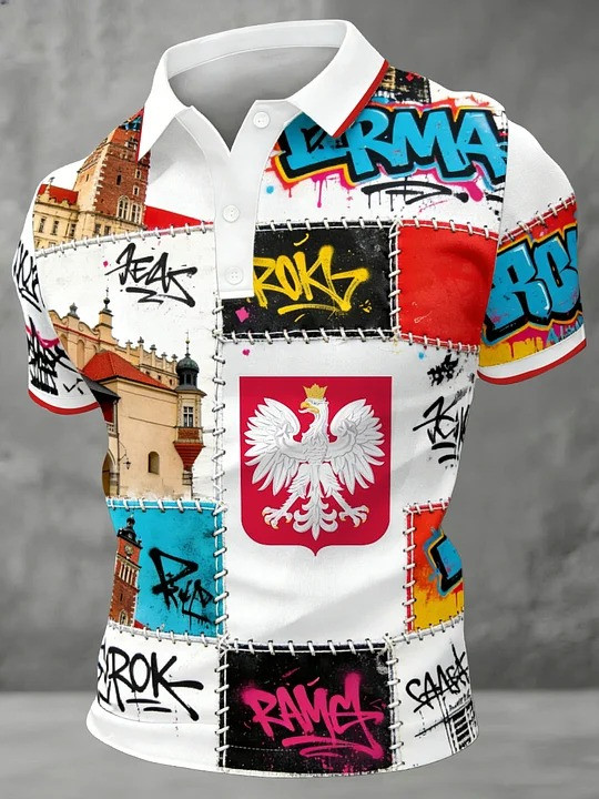 Poland Krakow Graffiti Streetwear Polo Shirt Polish City Culture Heritage Apparel Gift For Polish Fans