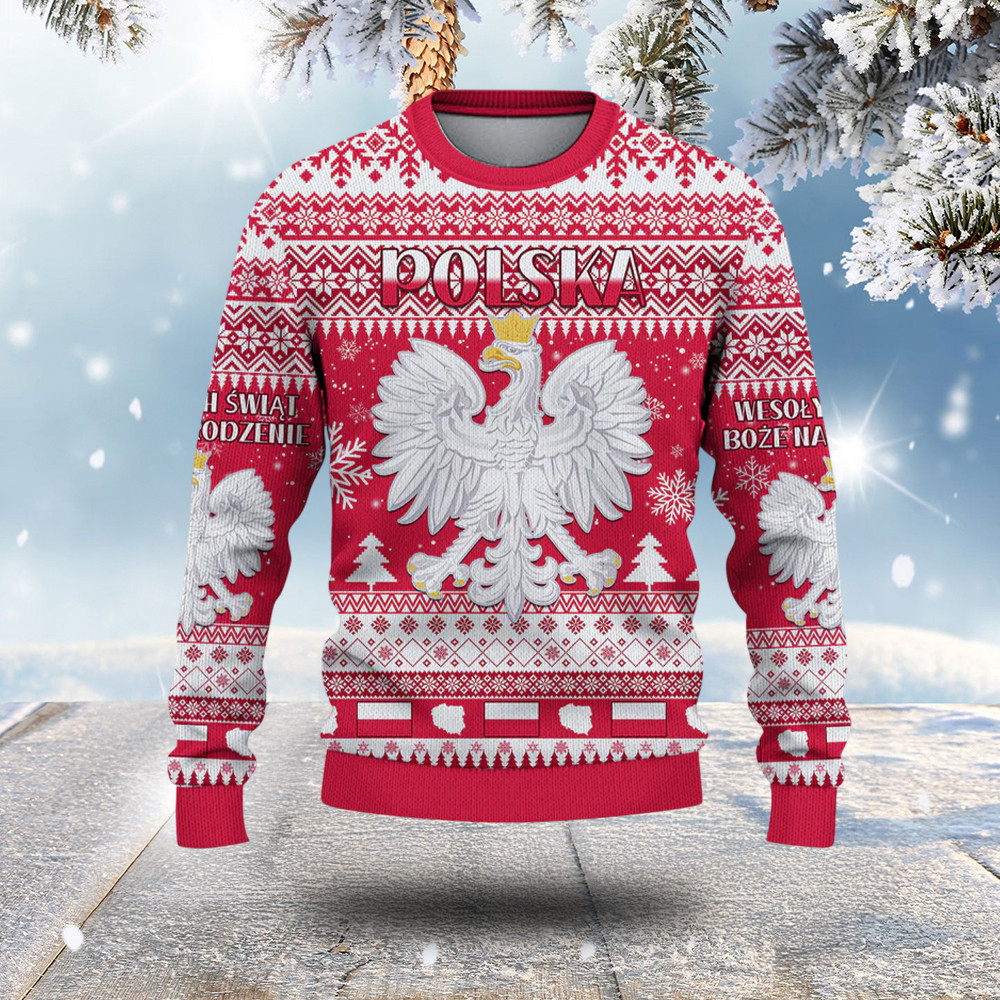 Poland Merry Christmas Knitted Sweater - Narodzenia Polska Snowy Warm Winter