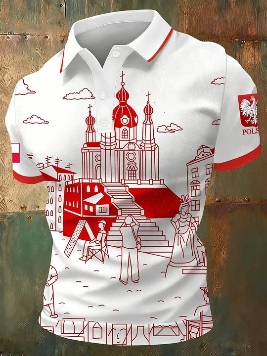 Poland Polska City Landmark Polo Shirt Polish Heritage Architecture Art Apparel Best Gift For Polish Fans