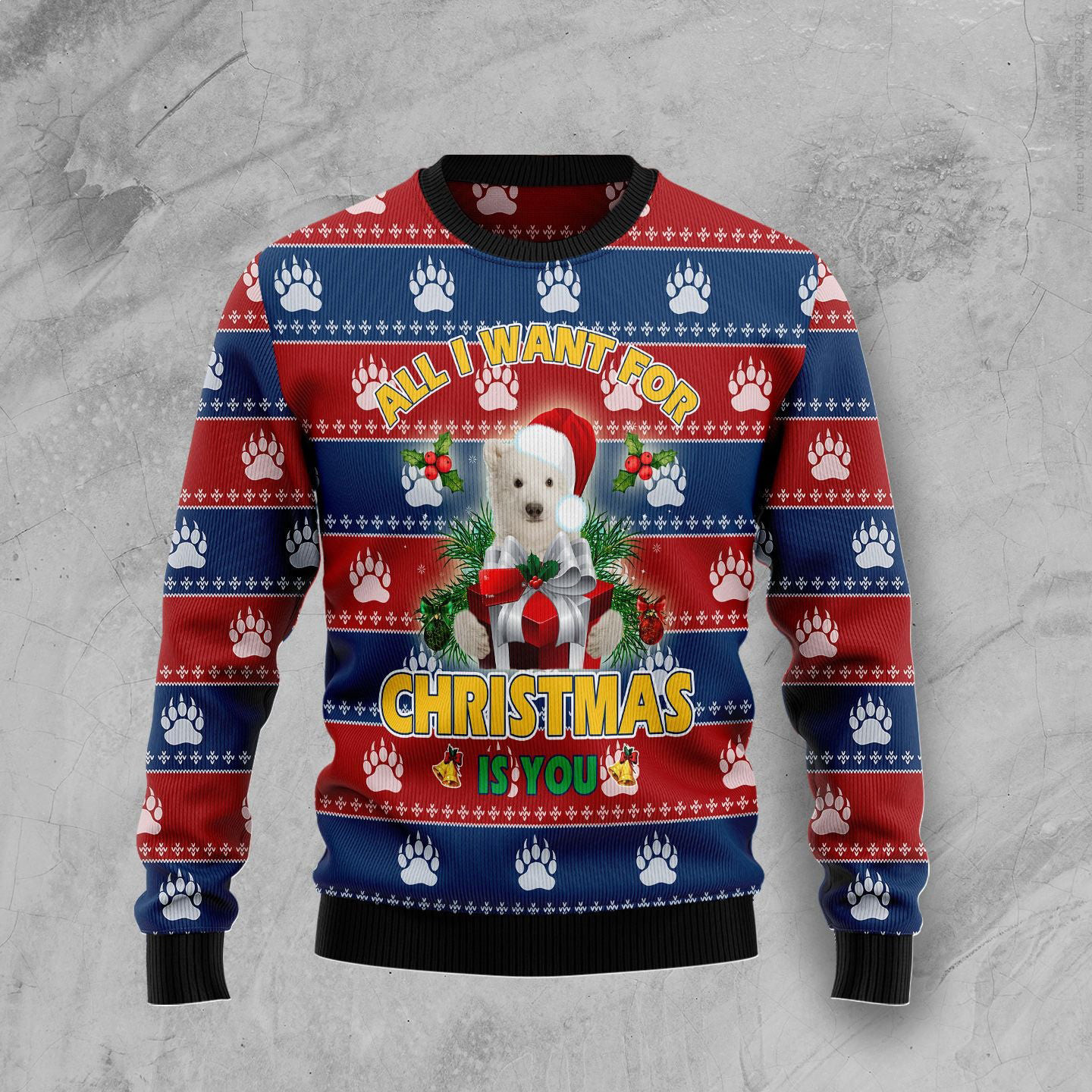 Polar Bear All I Want Ugly Christmas Sweater Animal Themed Funny Christmas Sweater